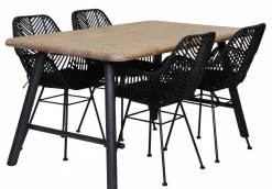 Olivia 150cm lankkupöytä + 4 Sierra rottinkituolia pehmusteilla