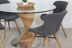 ORIENT PYÖREÄ 120 CM DESIGN RUOKAPÖYTÄ LASIKANNELLA + 4 OREGON TUOLIA