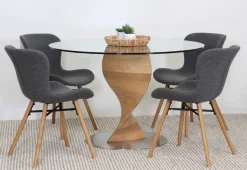 ORIENT PYÖREÄ 120 CM DESIGN RUOKAPÖYTÄ LASIKANNELLA + 4 OREGON TUOLIA