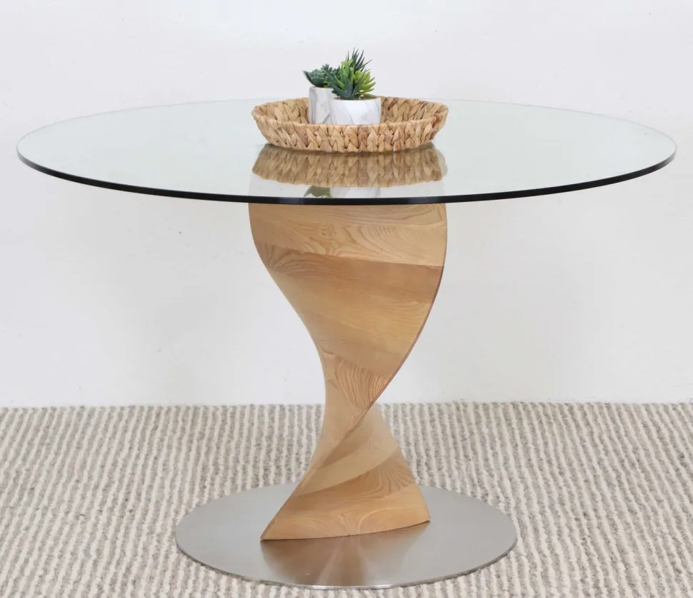 ORIENT PYÖREÄ 120 CM DESIGN RUOKAPÖYTÄ LASIKANNELLA + 4 OREGON TUOLIA
