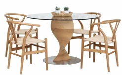 ORIENT PYÖREÄ 120 CM DESIGN RUOKAPÖYTÄ LASIKANNELLA + 4 WENDY TAMMITUOLIA