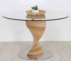 ORIENT PYÖREÄ 120 CM DESIGN RUOKAPÖYTÄ LASIKANNELLA + 4 WENDY TAMMITUOLIA