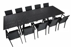 QUATTRO JATKETTAVA 300 CM PUUTARHAPÖYTÄ + 10 QUATTRO TUOLIA
