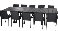 QUATTRO JATKETTAVA 300 CM PUUTARHAPÖYTÄ + 10 QUATTRO TUOLIA