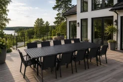 QUATTRO JATKETTAVA 300 CM PUUTARHAPÖYTÄ + 10 QUATTRO TUOLIA