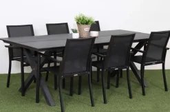 RANCHO ARTWOOD PÖYTÄ 220X100 CM + 6 QUATTRO TEXTILENE TUOLIA
