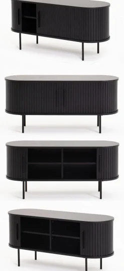 Ribbon tv-taso liukuovilla 120 cm musta tammi