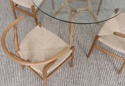 SALVADOR PYÖREÄ 100 CM DESIGN RUOKAPÖYTÄ LASIKANNELLA + 4 WENDY TAMMITUOLIA