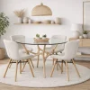 SANTIAGO PYÖREÄ 120 CM DESIGN RUOKAPÖYTÄ LASIKANNELLA