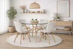 SANTIAGO PYÖREÄ 120 CM DESIGN RUOKAPÖYTÄ LASIKANNELLA