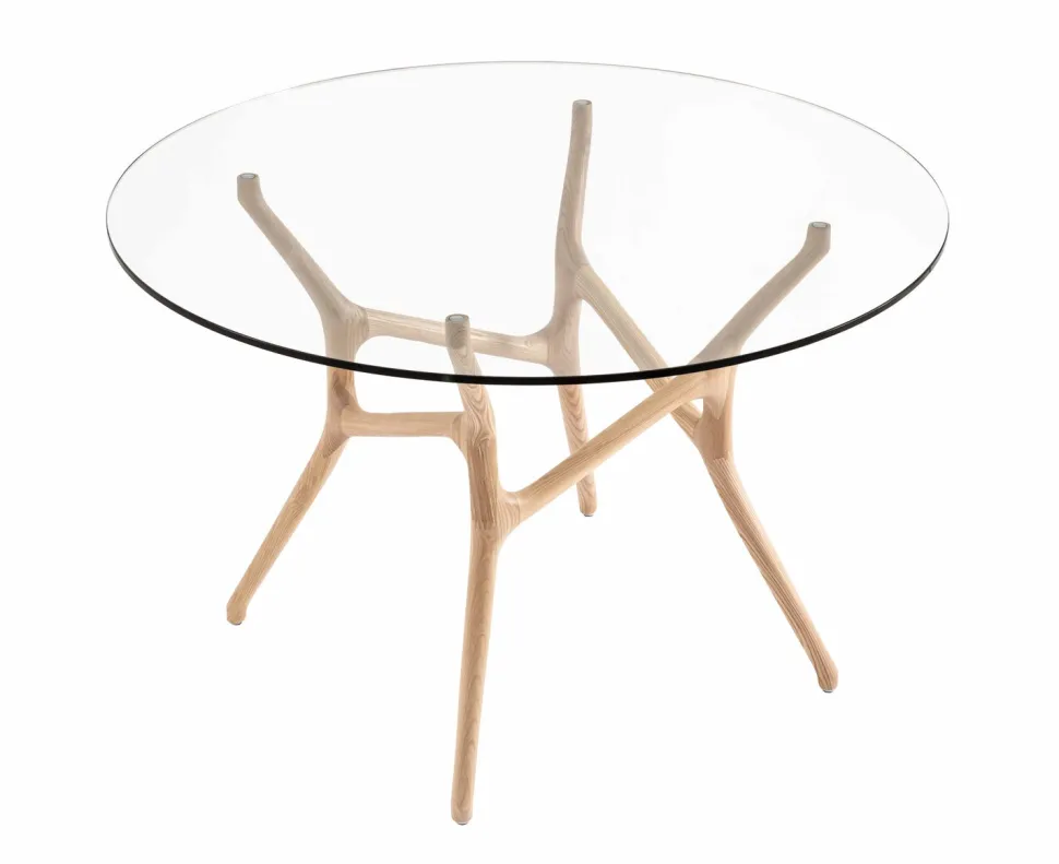 SANTIAGO PYÖREÄ 120 CM DESIGN RUOKAPÖYTÄ LASIKANNELLA