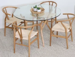 SANTIAGO PYÖREÄ 120 CM DESIGN RUOKAPÖYTÄ LASIKANNELLA