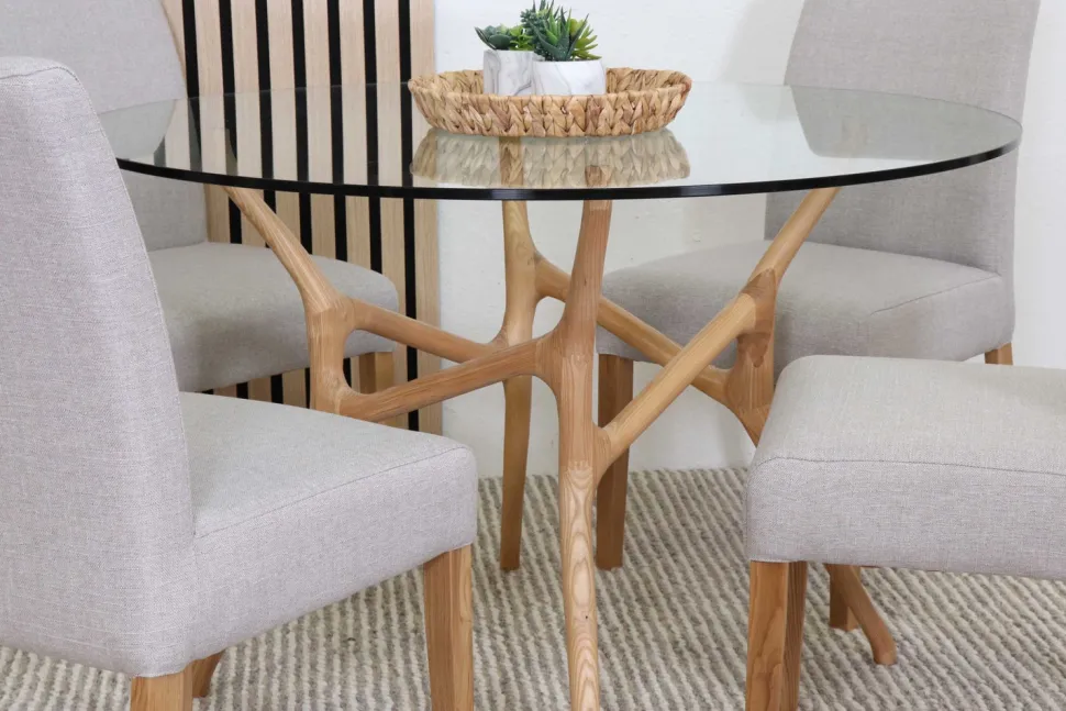 SANTIAGO PYÖREÄ 120 CM DESIGN RUOKAPÖYTÄ LASIKANNELLA
