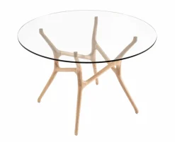 SANTIAGO PYÖREÄ 120 CM DESIGN RUOKAPÖYTÄ LASIKANNELLA + 4 MALAGA TUOLIA