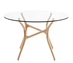 SANTIAGO PYÖREÄ 120 CM DESIGN RUOKAPÖYTÄ LASIKANNELLA + 4 MALAGA TUOLIA