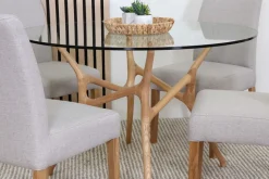 SANTIAGO PYÖREÄ 120 CM DESIGN RUOKAPÖYTÄ LASIKANNELLA + 4 MALAGA TUOLIA