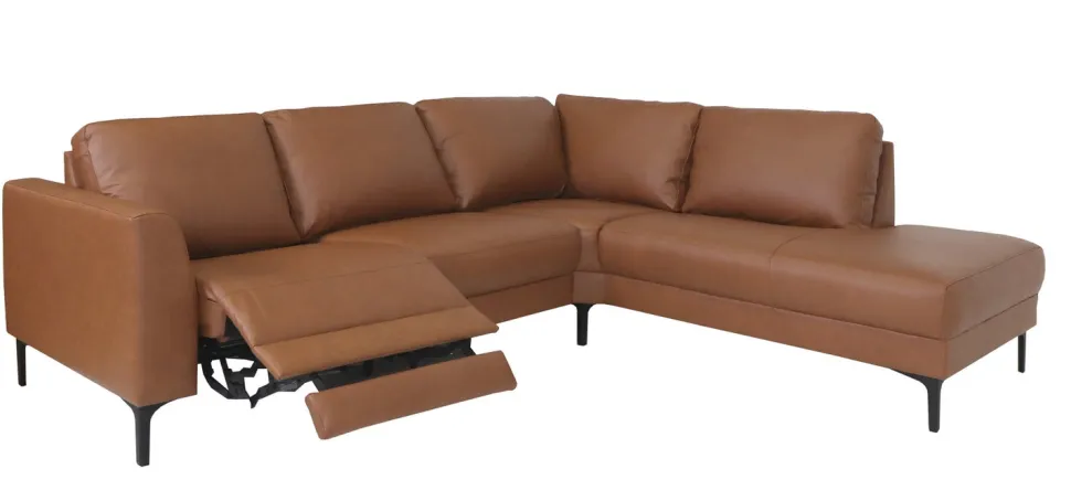 SKANDIA 2612 NAHKA RECLINER KULMADIVAANI 228x210 CM SÄHKÖISELLÄ MEKANISMILLA JA NISKATUELLA