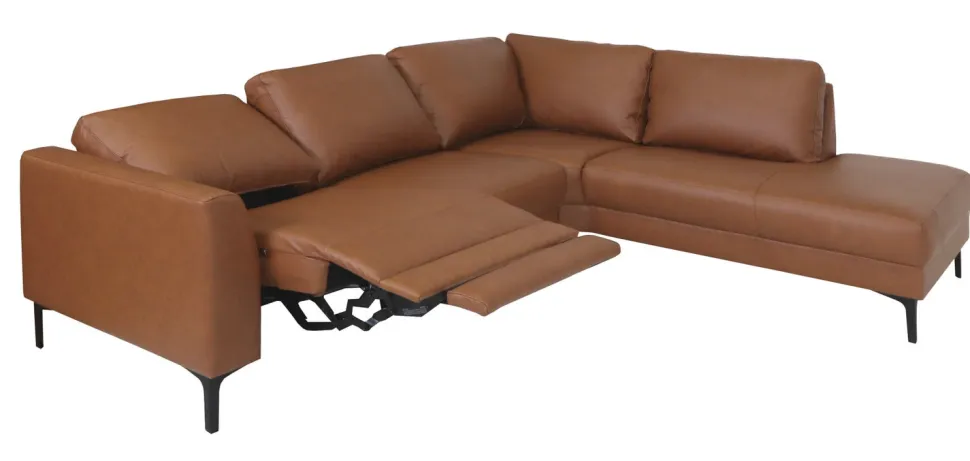 SKANDIA 2612 NAHKA RECLINER KULMADIVAANI 228x210 CM SÄHKÖISELLÄ MEKANISMILLA JA NISKATUELLA