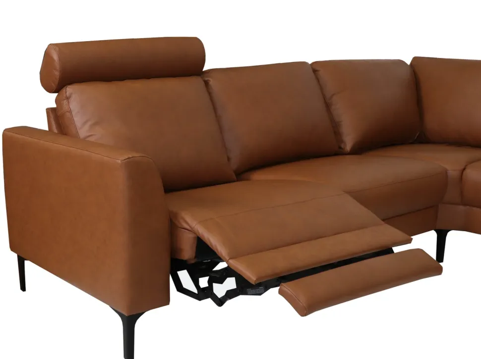 SKANDIA 2612 NAHKA RECLINER KULMADIVAANI 248x210 CM SÄHKÖISELLÄ MEKANISMILLA JA NISKATUELLA