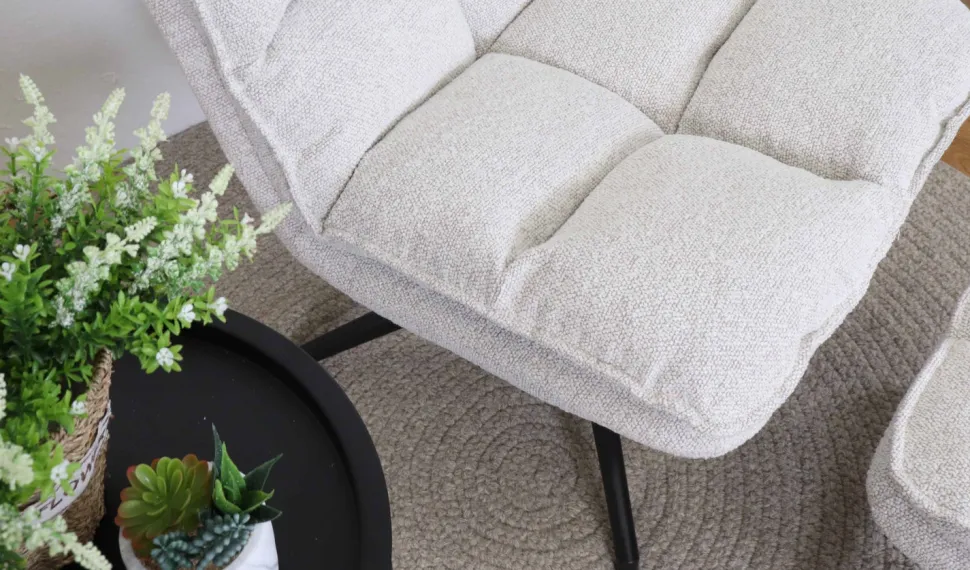 SOFT PYÖRIVÄ LEPOTUOLI JALKARAHILLA BEIGE KANGAS