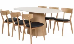 Travertine 180cm ovaali ruokapöytä kivikannella + 6 Austin tammituolia