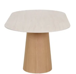 Travertine 180cm ovaali ruokapöytä kivikannella + 6 Vienna tammituolia