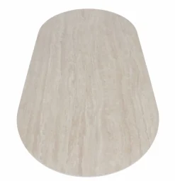 Travertine 180cm ovaali ruokapöytä kivikannella + 6 Vienna tammituolia