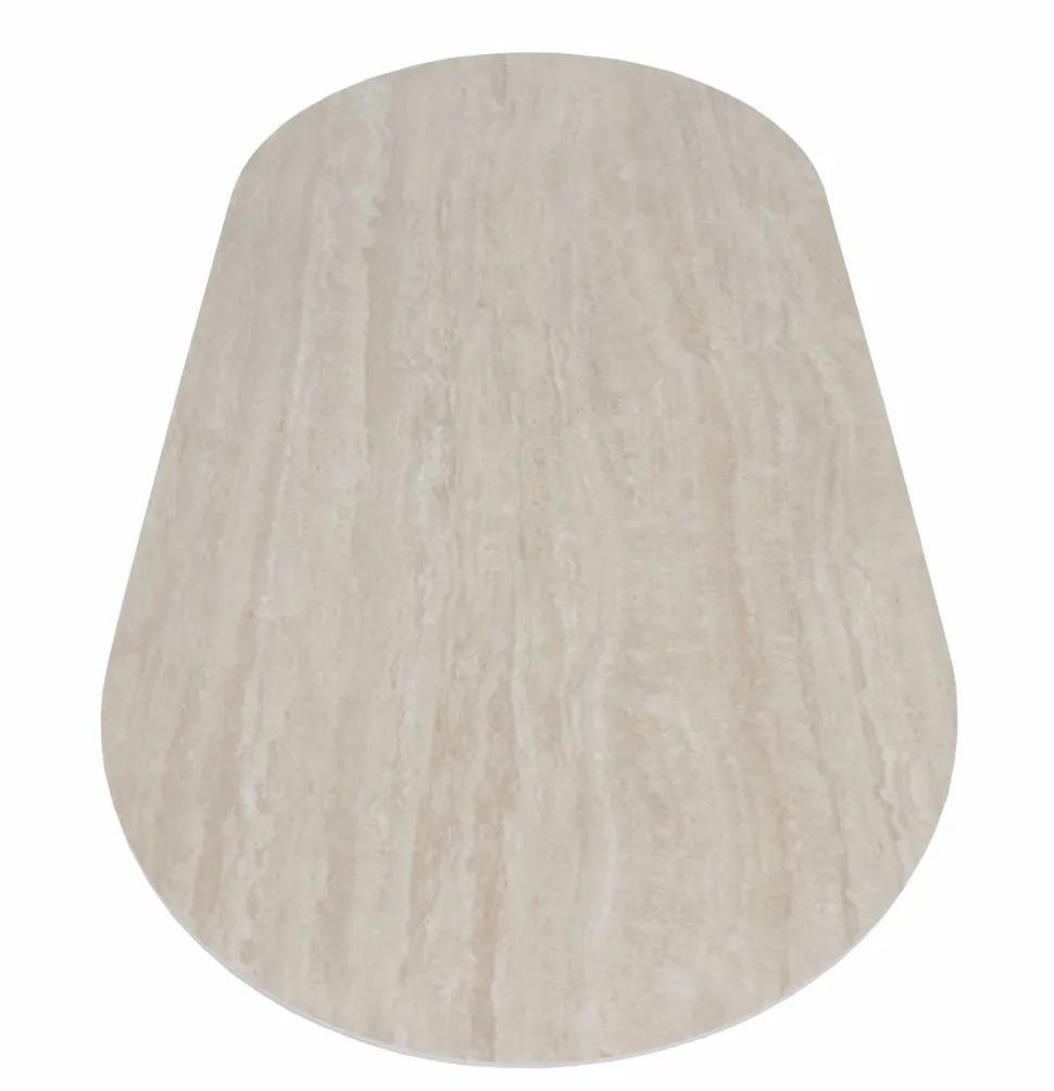 Travertine 180cm ovaali ruokapöytä kivikannella + 6 Vienna tammituolia