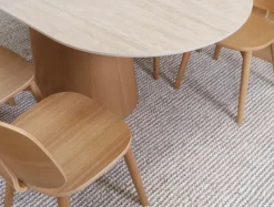 Travertine 180cm ovaali ruokapöytä kivikannella + 6 Vienna tammituolia