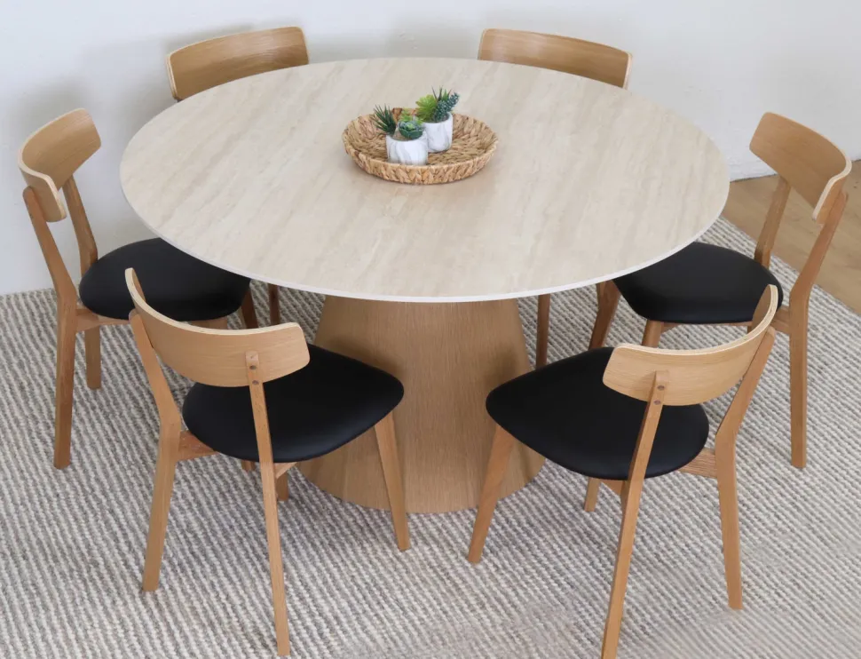 Travertine pyöreä ruokapöytä keraamikkakannella