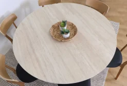 Travertine pyöreä ruokapöytä keraamikkakannella