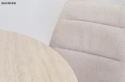 Travertine pyöreä ruokapöytä keramiikkakannella + 4 pyörivää Colin tuolia