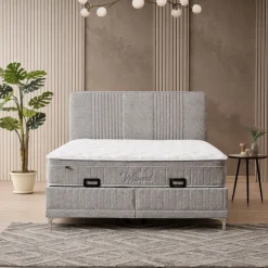 WINART JENKKISÄNKY SÄILYTYSLAATIKOILLA JA PÄÄDYLLÄ, BEIGE KANGAS